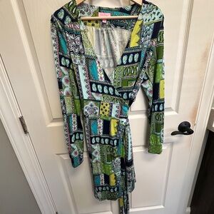 Lilly Pulitzer Green and Blue Patchwork Dress